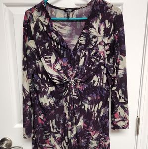 Daisy Fuentes,rich plum, multicolor, women's XL blouse